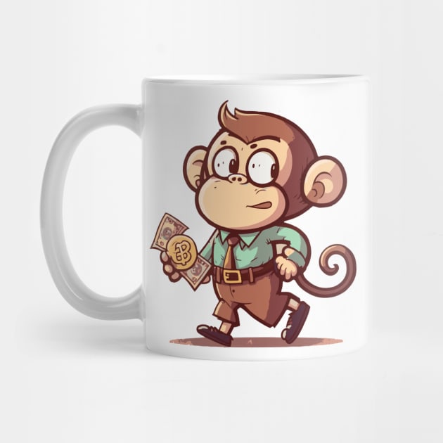 Cartoon Cute Monkey Boy Bringing Money by SNstore